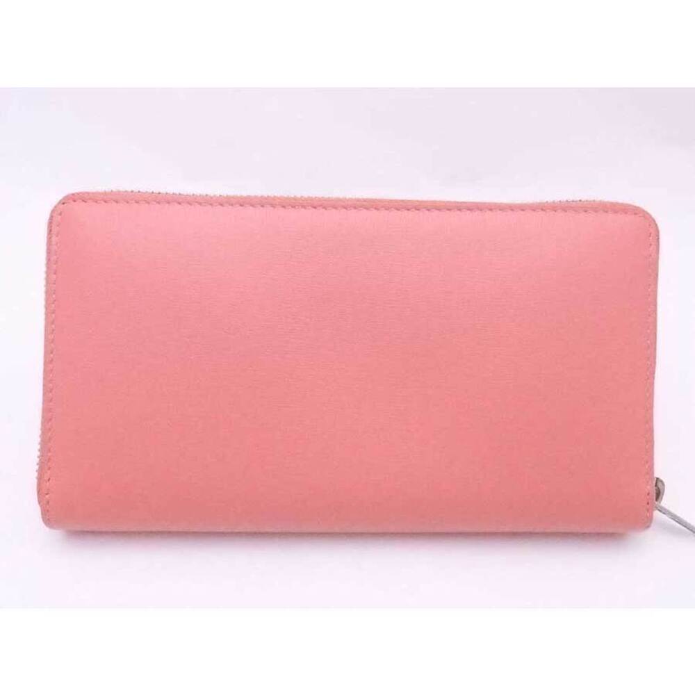 Balenciaga silver salmon zip long logo around pink wallet